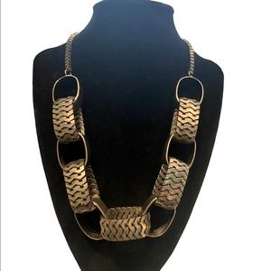 Antique gold mixed metals modern statement necklace